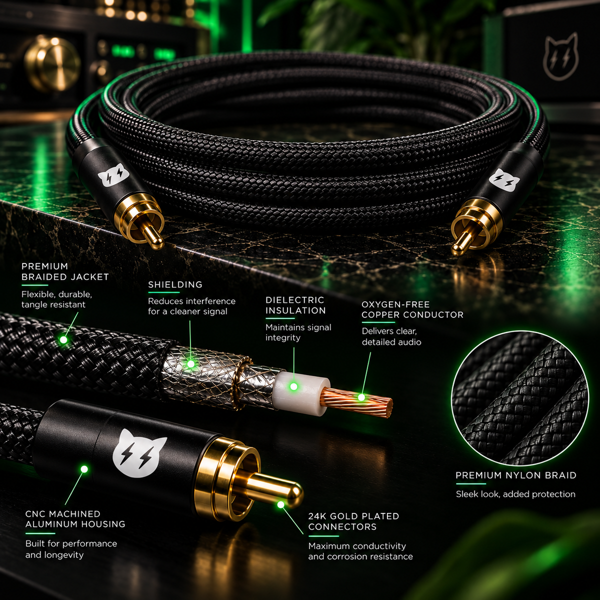 Big Cat Audio Premium RCA Interconnect Cables